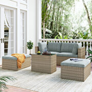 Outdoor patio furniture set, 5-piece wicker rattan sectional sofa set, brown and gray main photo