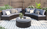 L068 (Brown) 6 pieces outdoor sectional half round patio rattan sofa set