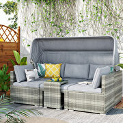 L151 (Gray) 5 pieces outdoor sectional patio rattan sofa set rattan daybed , pe wicker conversation furniture set