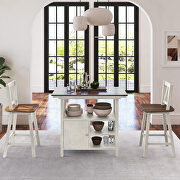 Farmhouse 3-piece counter height dining table set in walnut and distressed white main photo