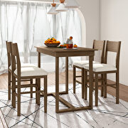 W014 (Brown) Farmhouse counter height 5-piece dining table set with rectangular table and 4 dining chairs in brown
