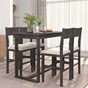 Farmhouse counter height 5-piece dining table set with rectangular table and 4 dining chairs in gray main photo