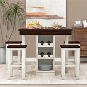 W233 (White) Farmhouse 5-pieces counter height dining set square wood table and 4 stools in white