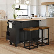SH002 (Black) Kitchen island set with drop leaf and 2 seatings dining table set in black/ rustic brown