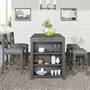 5-pieces counter height rustic farmhouse wooden table set with 2 stools and 2 chairs in gray main photo