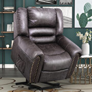 Smoky brown bronzing cloth heavy-duty power lift recliner chair with built-in remote main photo