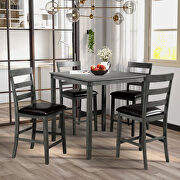 Gray square counter height wooden kitchen dining set with table and 4 chairs main photo