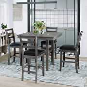 Gray 5-piece wooden counter height dining set with 4 padded chairs main photo