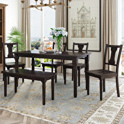 AA060 (Espresso) Classic 6pc dining set wooden table and 4 chairs with bench in espresso