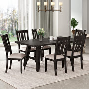 A070 (Espresso) 7-piece dining room set industrial style rectangular table with chain bracket and 6 dining chairs in espresso