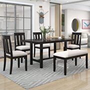 ST073 (Espresso) 6-piece wooden rustic style dining set including table, 4 chairs and bench in espresso