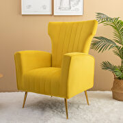 Yellow velvet wingback accent chair with gold legs main photo