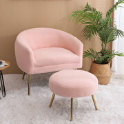 Pink plush particle velvet accent chair with ottoman main photo