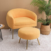 AC221 (Yellow) Yellow plush particle velvet accent chair with ottoman