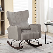 Gray velvet nursery accent rocking chair with solid metal legs main photo