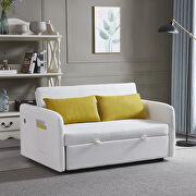 Cream white fabric twins sofa bed with usb main photo