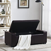 Dark brown faux leather upholstery storage ottoman bench main photo