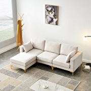 GY529 (Beige) Beige fabric modern leisure l-shape couch