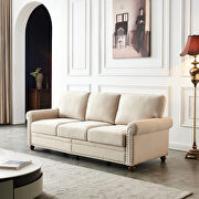 Beige linen fabric upholstery sofa with storage main photo