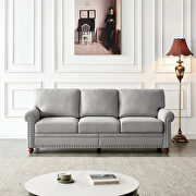 Gray linen fabric upholstery sofa with storage main photo