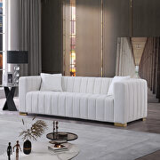 W038 (White) White premium quality velvet upholstery chesterfield sofa