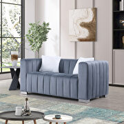 Gray premium quality velvet upholstery chesterfield loveseat main photo