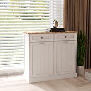 Two drawers and two compartments trash cabinet in white main photo