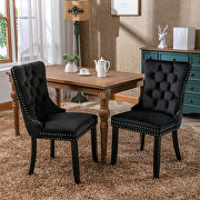W601 (Black) Black velvet upholstery dining chair with wood legs