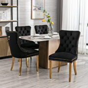 W602 (Black) Black velvet upholstery dining chair with golden stainless steel plating legs