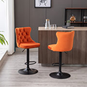 Orange velvet swivel barstools with comfortable tufted back, set of 2 main photo