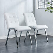 White pu high back dining chair with electroplated metal legs/ 2pc set main photo