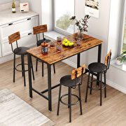 Bar table set with pu soft seat 4 bar stools in rustic brown main photo
