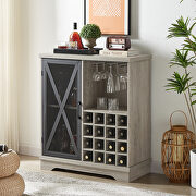 Single door wine cabinet with 16 wine storage compartments in gray main photo