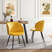 W071 (Yellow) Yellow velvet upholstery dining chair with metal legs, set of 2