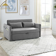W034 (Gray) Gray soft velvet convertible sleeper sofa bed