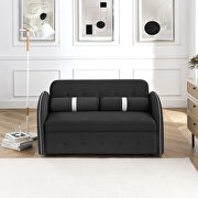 W3104 (Black) Black velvet pull out sleep loveseats sofa with side pockets