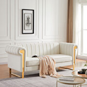 Beige velvet sofa with gold stainless steel arm and legs main photo