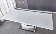 Expandable glass top table with butterfly leaf white lacquer mdf base with stainless steel main photo