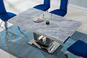 Marble top rectangular dining table with silver mirrored finish stainless steel base main photo
