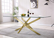 Modern tempered glass top dining table with gold mirrored finish base main photo