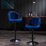 Bar stools set of 2 adjustable barstools with back and footrest in blue main photo