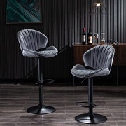 WB902 (Gray) Bar stools set of 2 adjustable barstools with back and footrest in gray