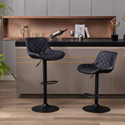 Black pu uphorstery and metal legs swivel bar stools, set of 2 main photo