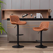Brown pu uphorstery and black legs swivel bar stools, set of 2 main photo