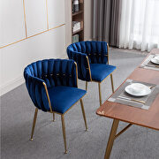 WH903 (Navy) Navy thickened fabric dining chairs with wood legs/ set of 2