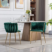Green thickened fabric dining chairs with wood legs/ set of 2 main photo