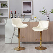 WH903 (Ivory) Ivory velvet and golden leg swivel height bar stool set of 2