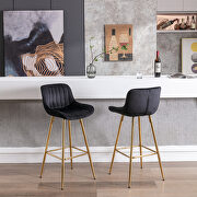 HH903 (Black) Black velvet fabric bar stools with golden chrome footrest/ set of 2