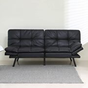 Bergen (Black) Black pu convertible memory foam modern folding sleeper sofa