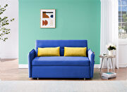 Blue velvet fabric upholstery sofa pull out bed main photo